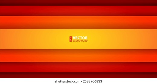 Red, orange and yellow paper layers with realistic shadows abstract background. RGB EPS 10 vector illustration