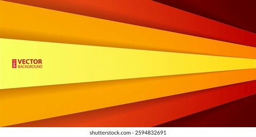 Red, orange and yellow paper layers with realistic shadows abstract background. RGB EPS 10 vector illustration