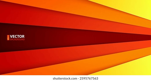 Red, orange and yellow paper layers with realistic shadows abstract background. RGB EPS 10 vector illustration