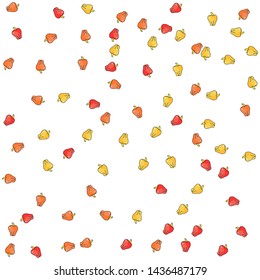 Red, orange and yellow peppers pattern. Healthy food nutrition and vegetable background. 10 eps. For textile, fabric, design, cover, wrapping.