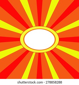 Red orange yellow radiant background with oval central free place