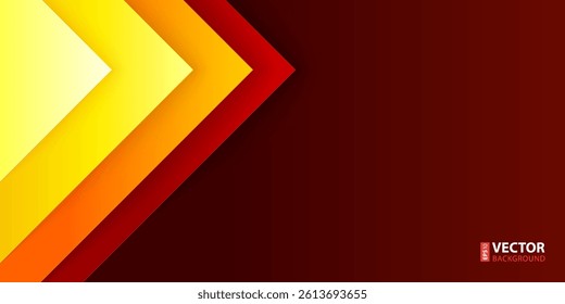 Red, orange and yellow triangle paper layers with realistic shadows abstract background. RGB EPS 10 vector illustration