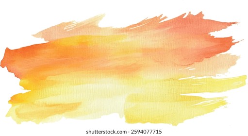 Red, orange, yellow watercolor brushstroke on white background	

