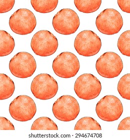 Red oranges. Seamless pattern with fruits. Hand-drawn background. Vector illustration. Real watercolor drawing.