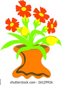 the red orchid vase vector