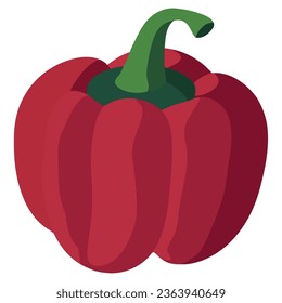 Red organic bell pepper over white