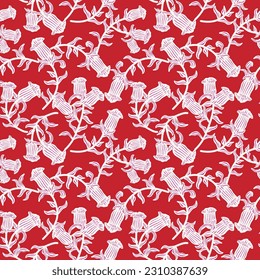 Fondo de patrón sin costuras de Floral Oriental Rojo para textiles de moda, gráficos, antecedentes y artesanías