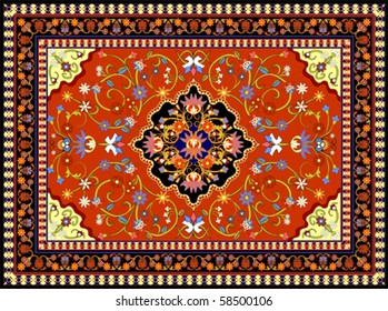 Red oriental vector carpet