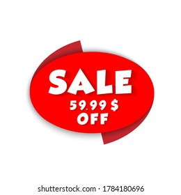 Red paper​ cut​ origami  tag​ label​ for​ discount​ or​ big​ Day​ sale​ use​ for​ promotion​ day