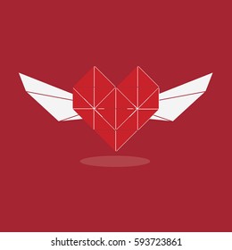 Red origami heart
