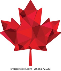 red origami mapple leaf, mapple leaf vector illustration