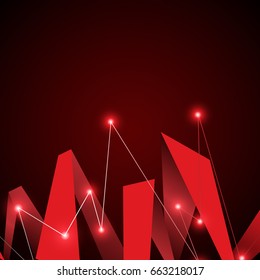 Red origami on the dark background