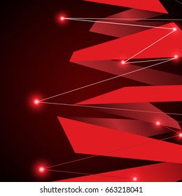 Red origami on the dark background