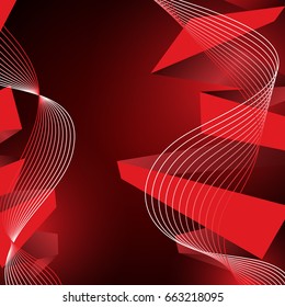 Red origami on the dark background