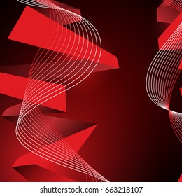 Red origami on the dark background