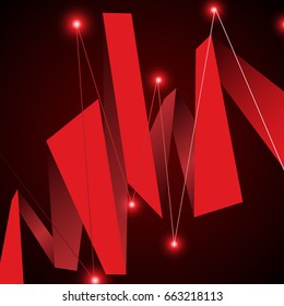 Red origami on the dark background