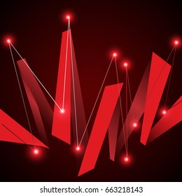Red origami on the dark background