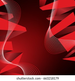 Red origami on the dark background