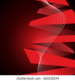 Red origami on the dark background