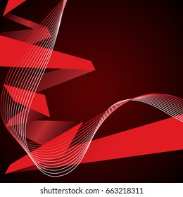 Red origami on the dark background