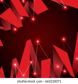 Red origami on the dark background