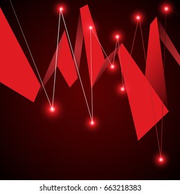 Red origami on the dark background