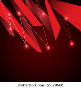 Red origami on the dark background