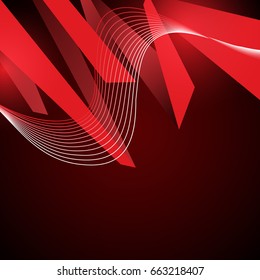 Red origami on the dark background