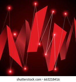 Red origami on the dark background