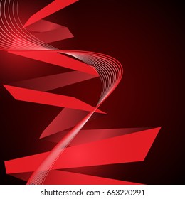Red origami on the dark background