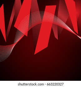 Red origami on the dark background