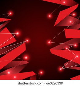 Red origami on the dark background