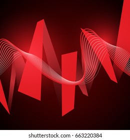 Red origami on the dark background