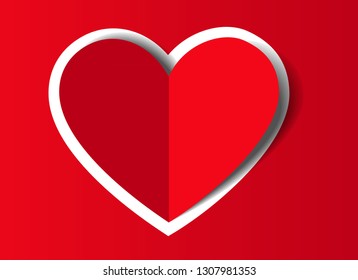 Red origami paper heart graphic vector