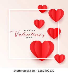 red origami paper hearts valentines day background