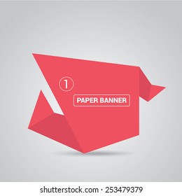 red origami paper speech bubble or web banner .vector illustration