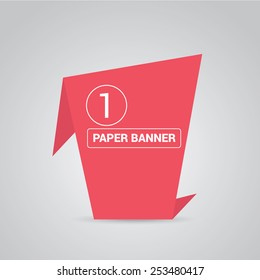 red origami paper speech bubble or web banner .vector illustration