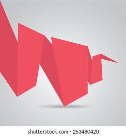 red origami paper speech bubble or web banner .vector illustration
