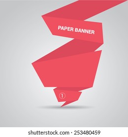 red origami paper speech bubble or web banner .vector illustration