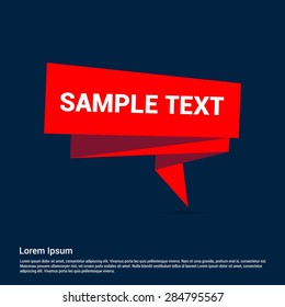 Red origami speech bubble. Vector red abstract background.