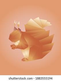 red  in origami style vector illustration