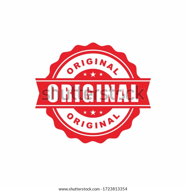 Red Original Stamp Label Illustration\
Design, Original Logo or Icon Template\
Vector