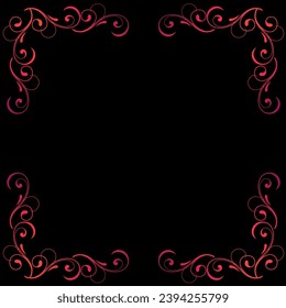 red ornament frame on black background