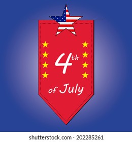 a red ornament with some text and stars for independence day