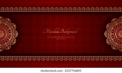 Red ornamental background, with gold mandala decoration