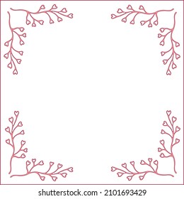 Marco ornamental rojo, borde decorativo para tarjetas de felicitación, pancartas, invitaciones. Ilustración vectorial aislada. Marco de San Valentín.