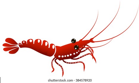 Red ornamental shrimp, vector