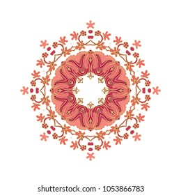 Red ornamental vector rosette on white background