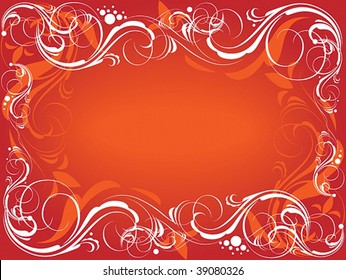 Red ornate frame. Vector illustration.