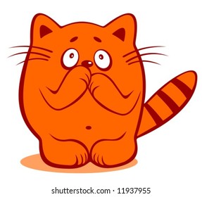 Red ornate timid cat isolated on a white background.